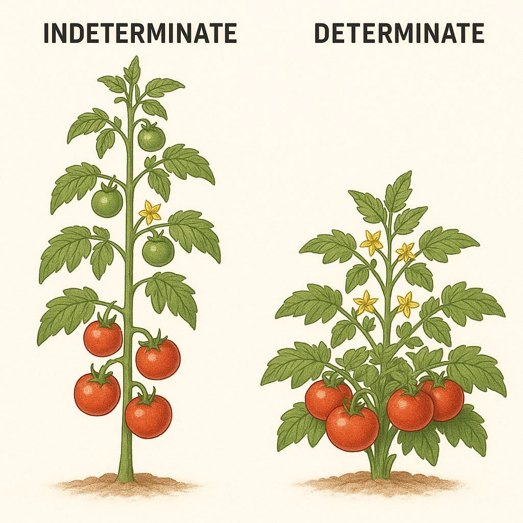indeterminate and determinate tomato plant