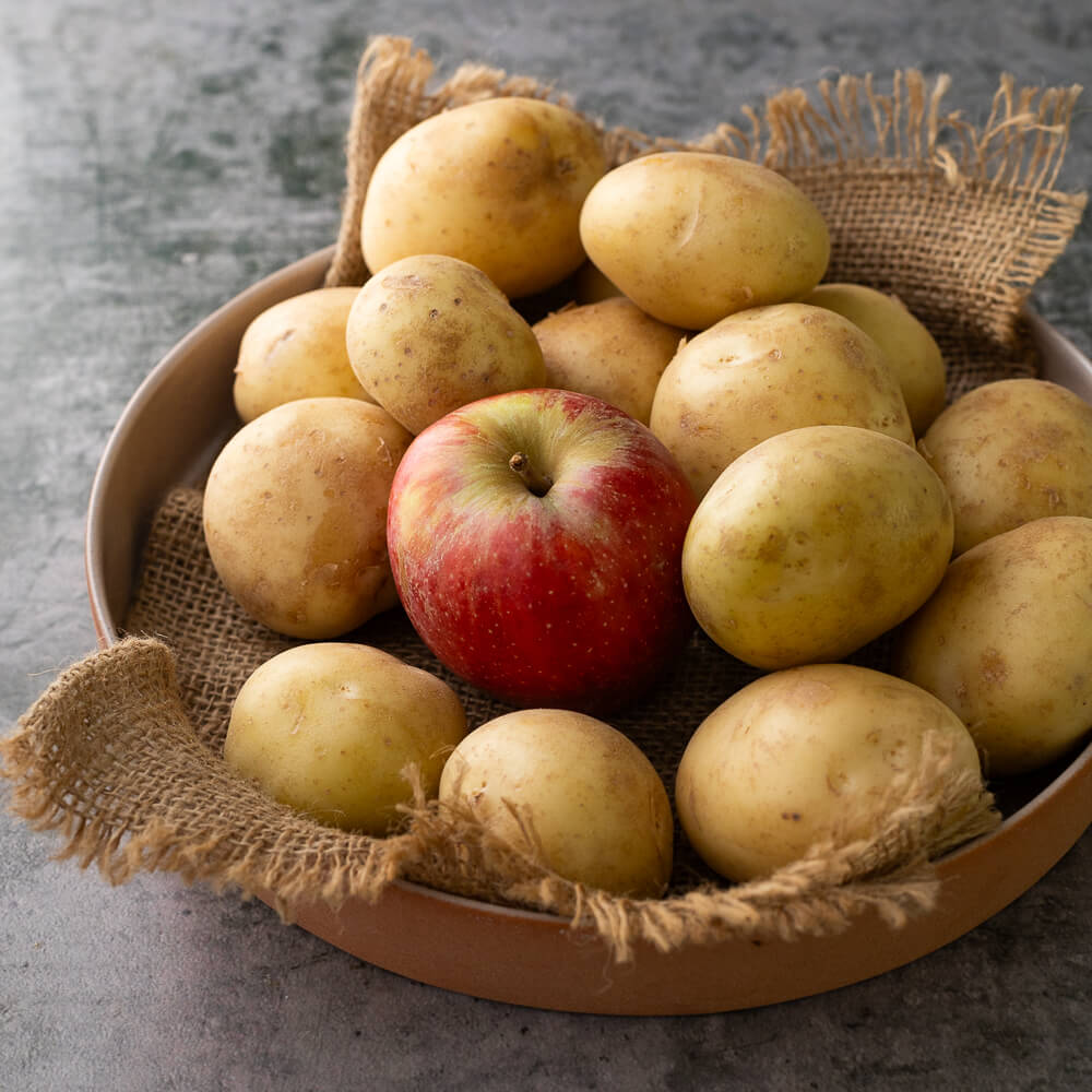 Potatoes and apple