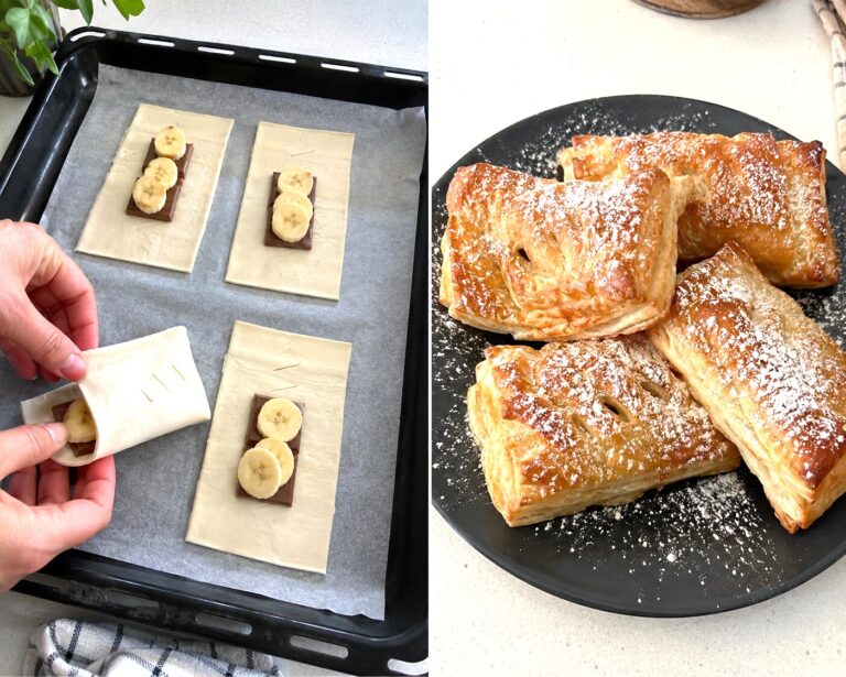 Chocolate Banana Puff Pastry Pockets
