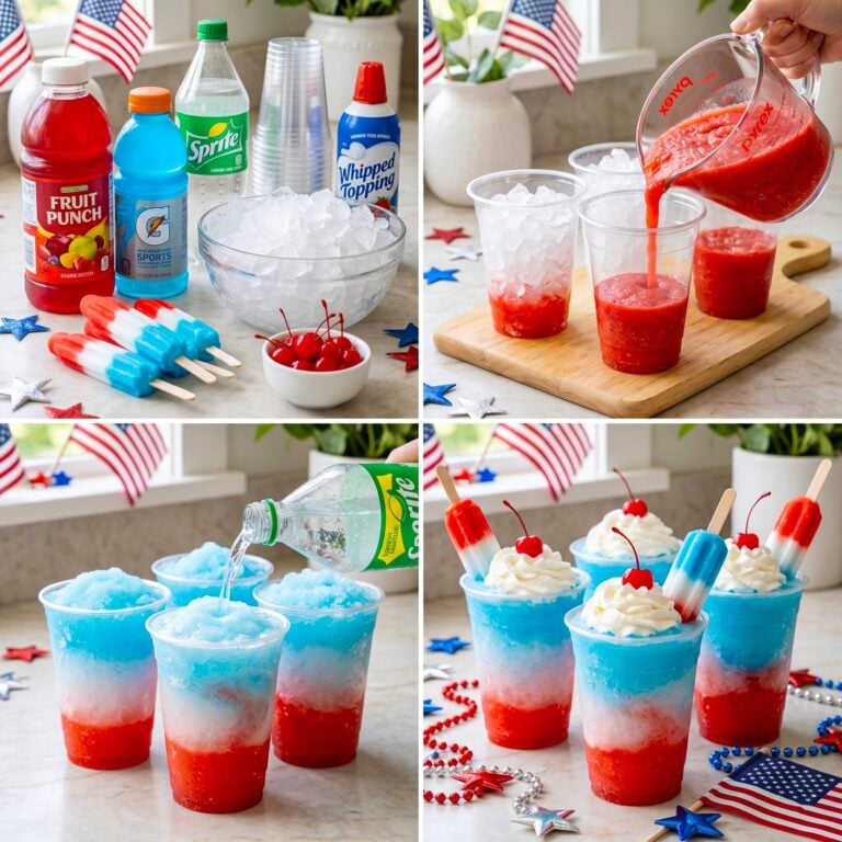 Red, White, and Blue Frozen Party Drinks (4th of July)
